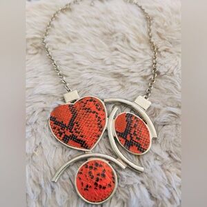 Orange Gold tone Costume Necklace